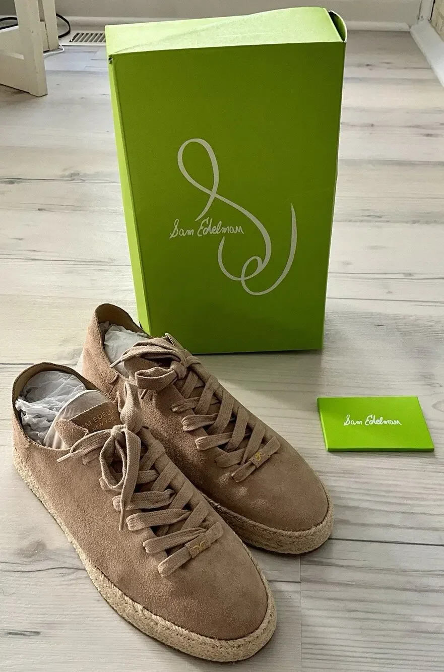 Sam Edelman Women's Poppy Jute Taupe Suede Sneaker Size 10 NIB